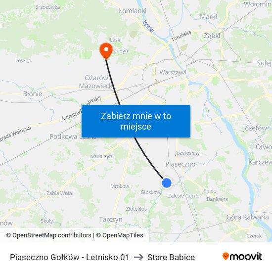 Piaseczno Gołków - Letnisko 01 to Stare Babice map