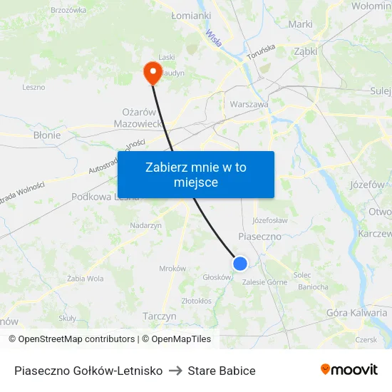 Piaseczno Gołków - Letnisko to Stare Babice map
