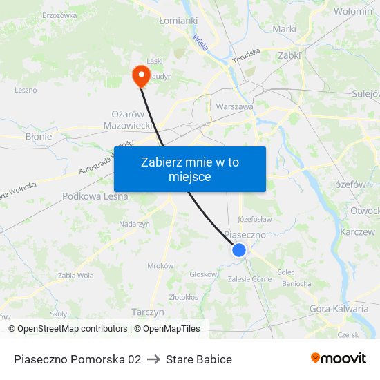 Piaseczno Pomorska to Stare Babice map