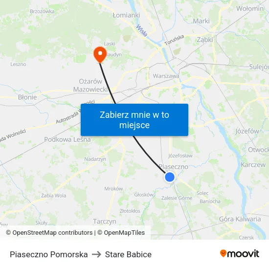 Piaseczno Pomorska to Stare Babice map