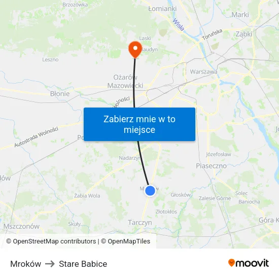 Mroków to Stare Babice map
