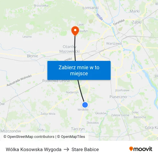 Wólka Kosowska Wygoda to Stare Babice map
