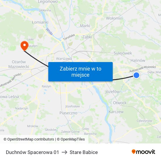 Duchnów Spacerowa 01 to Stare Babice map