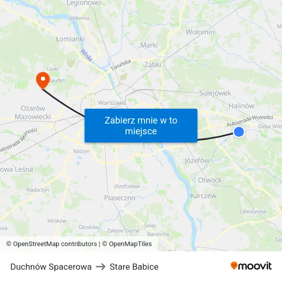 Duchnów Spacerowa to Stare Babice map