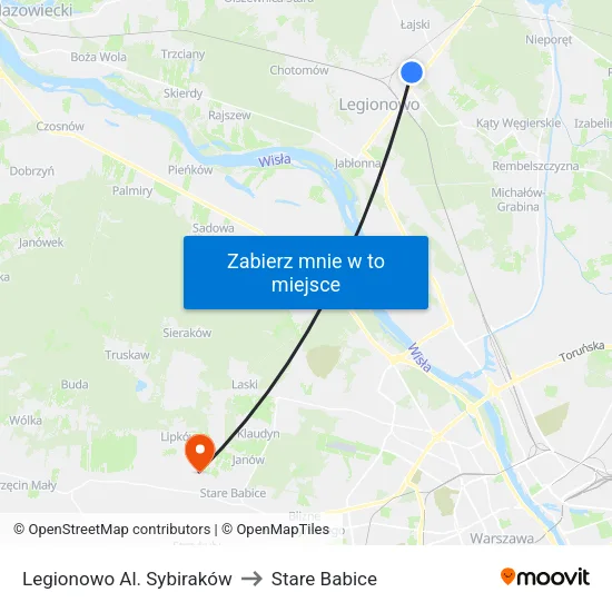 Legionowo Al. Sybiraków to Stare Babice map