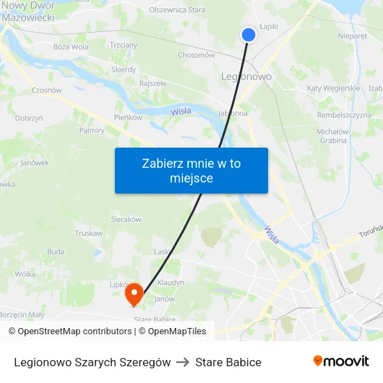 Legionowo Szarych Szeregów to Stare Babice map