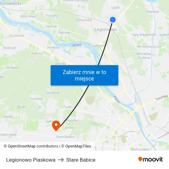 Legionowo Piaskowa to Stare Babice map