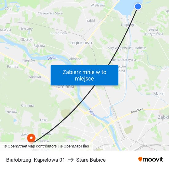 Białobrzegi Kąpielowa 01 to Stare Babice map