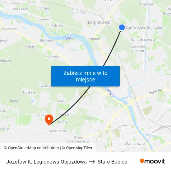 Józefów K. Legionowa Objazdowa to Stare Babice map