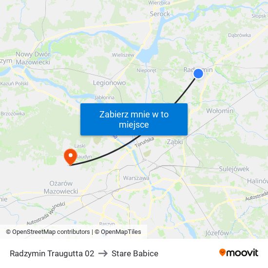 Radzymin Traugutta 02 to Stare Babice map