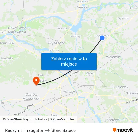 Radzymin Traugutta to Stare Babice map