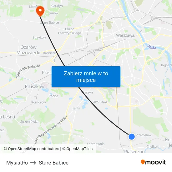 Mysiadło to Stare Babice map