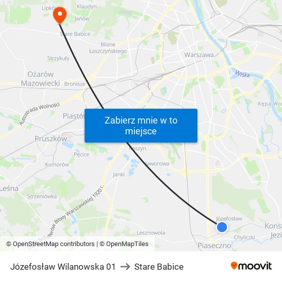 Józefosław Wilanowska 01 to Stare Babice map