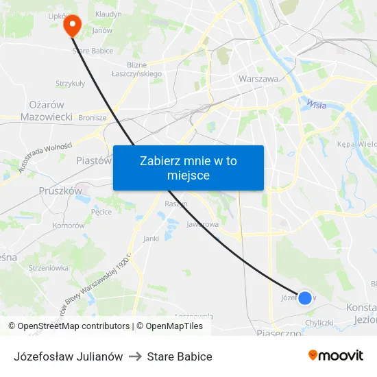 Józefosław Julianów to Stare Babice map