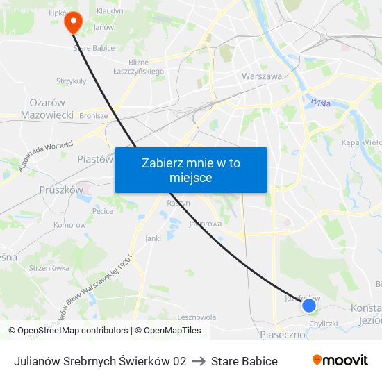 Julianów Srebrnych Świerków 02 to Stare Babice map