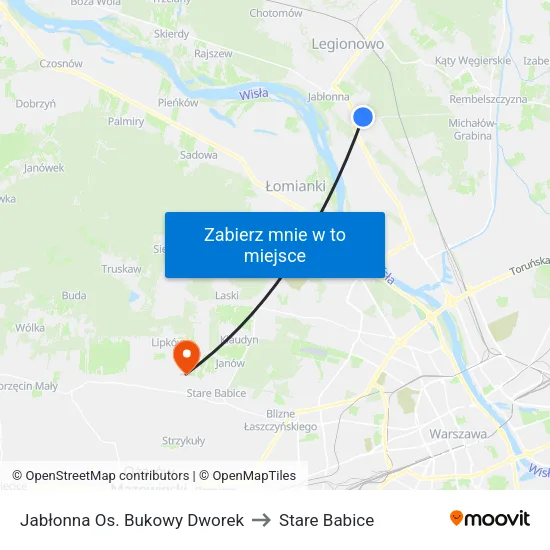 Jabłonna Os. Bukowy Dworek to Stare Babice map