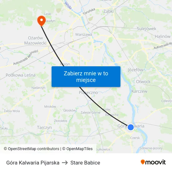 Góra Kalwaria Pijarska to Stare Babice map