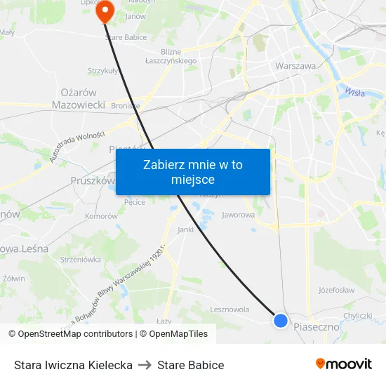 Stara Iwiczna Kielecka to Stare Babice map