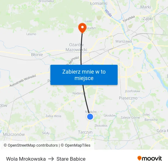 Wola Mrokowska to Stare Babice map