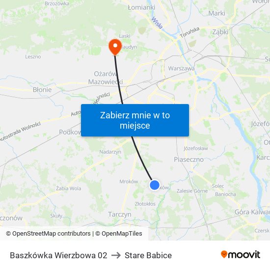 Baszkówka Wierzbowa to Stare Babice map