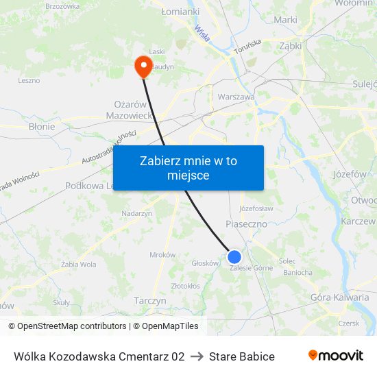 Wólka Kozodawska Cmentarz 02 to Stare Babice map