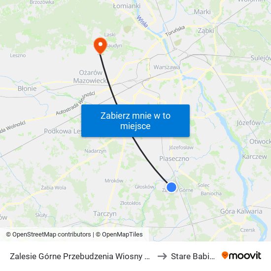 Zalesie Górne Przebudzenia Wiosny to Stare Babice map