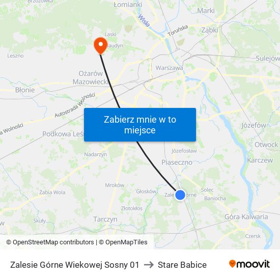 Zalesie Górne Wiekowej Sosny 01 to Stare Babice map