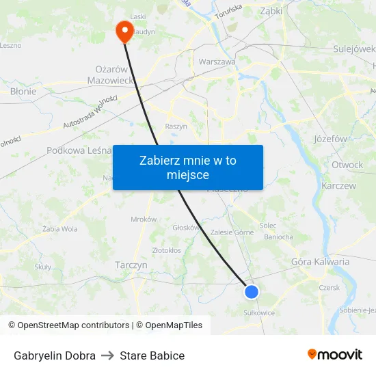 Gabryelin Dobra to Stare Babice map