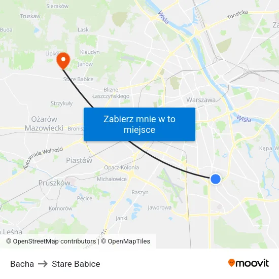 Bacha to Stare Babice map