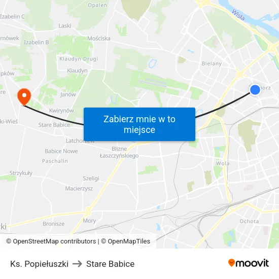 Ks. Popiełuszki to Stare Babice map