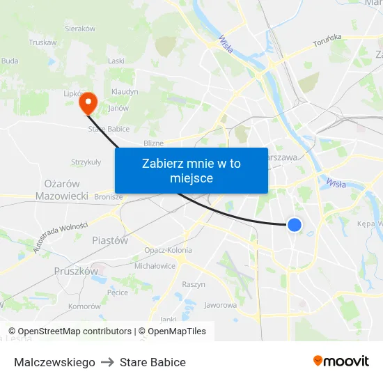 Malczewskiego to Stare Babice map
