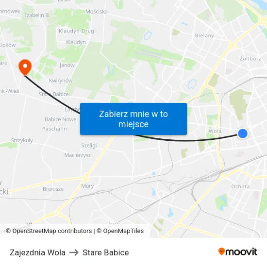 Zajezdnia Wola to Stare Babice map