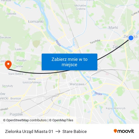 Zielonka Urząd Miasta 01 to Stare Babice map