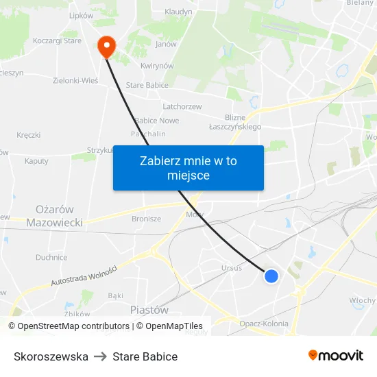 Skoroszewska to Stare Babice map