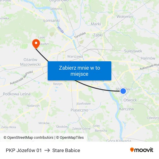 PKP Józefów 01 to Stare Babice map