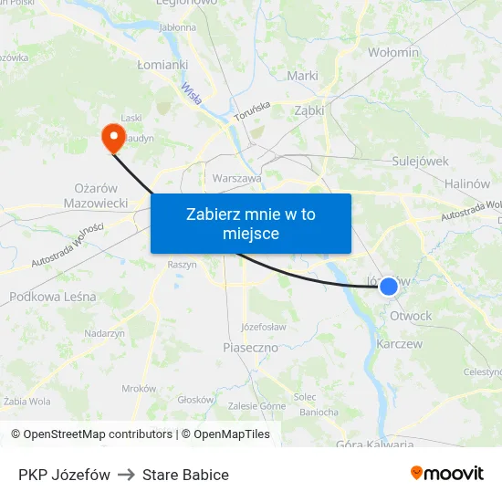 PKP Józefów to Stare Babice map