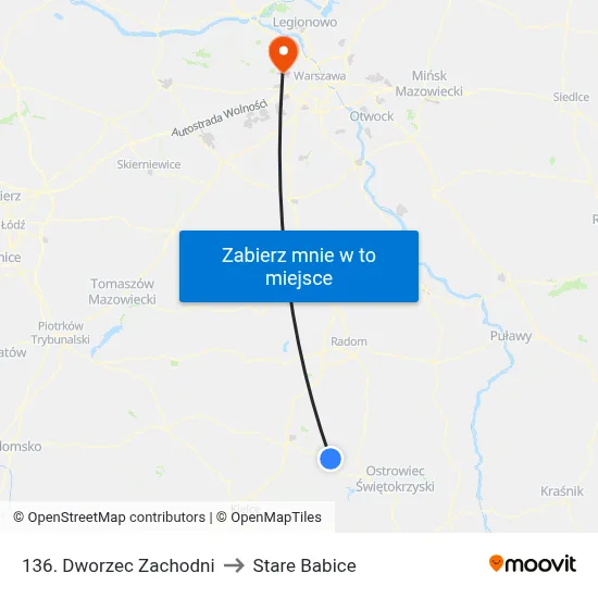 136. Dworzec Zachodni to Stare Babice map