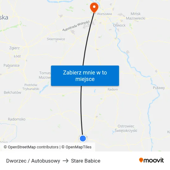 Dworzec / Autobusowy to Stare Babice map