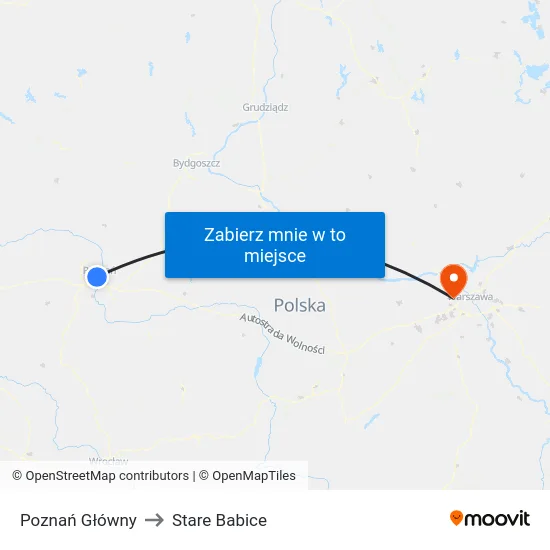 Poznań Główny to Stare Babice map