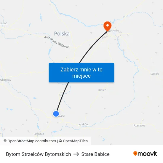 Bytom Strzelców Bytomskich to Stare Babice map