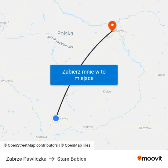 Zabrze Pawliczka to Stare Babice map