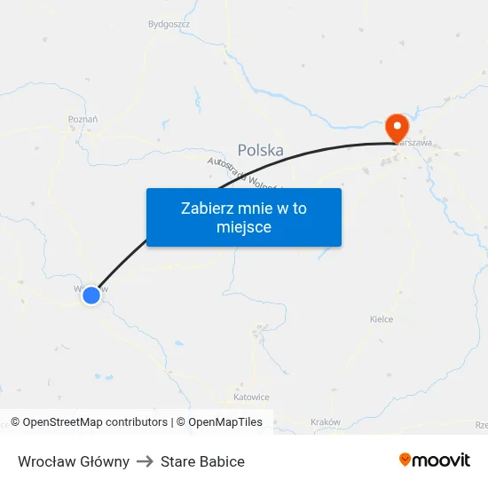 Wrocław Główny to Stare Babice map