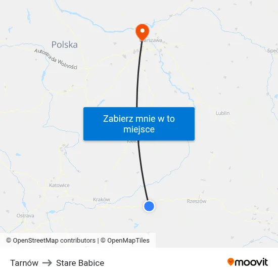Tarnów to Stare Babice map