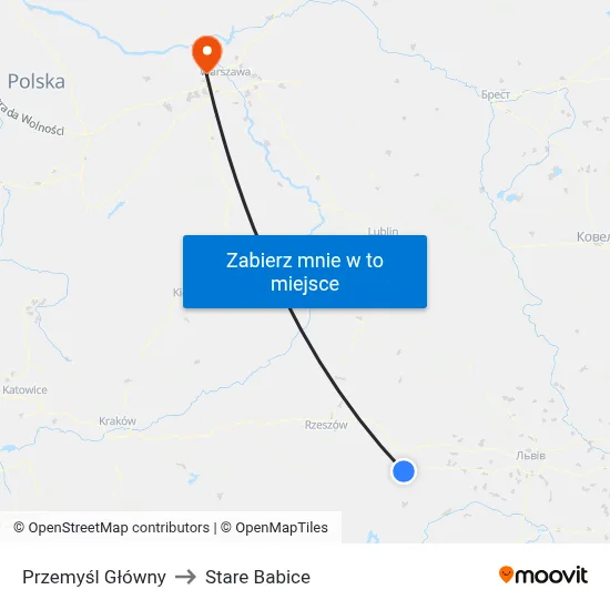 Przemyśl Główny to Stare Babice map