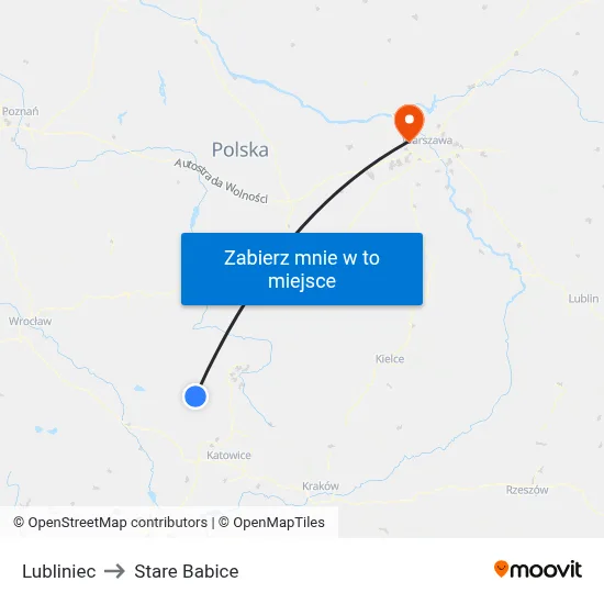 Lubliniec to Stare Babice map