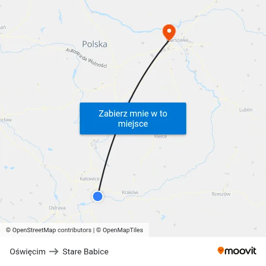 Oświęcim to Stare Babice map