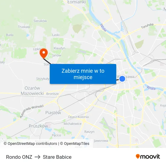 Rondo ONZ to Stare Babice map
