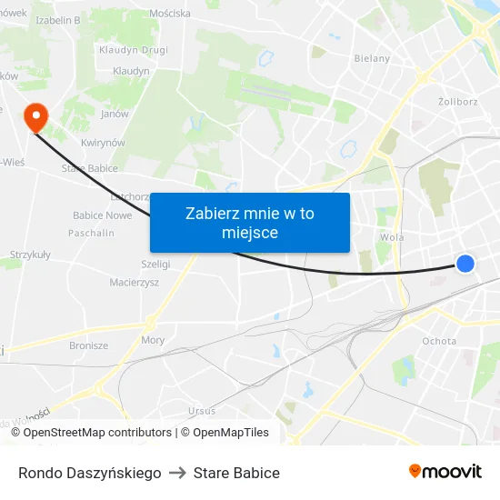 Rondo Daszyńskiego to Stare Babice map