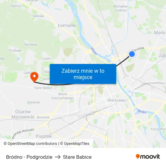 Bródno - Podgrodzie to Stare Babice map