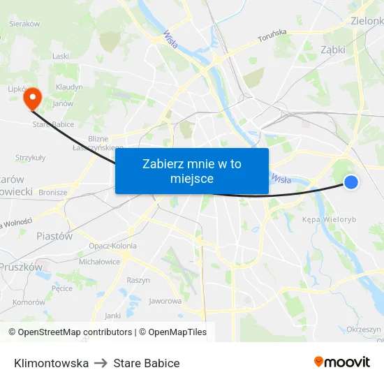 Klimontowska to Stare Babice map